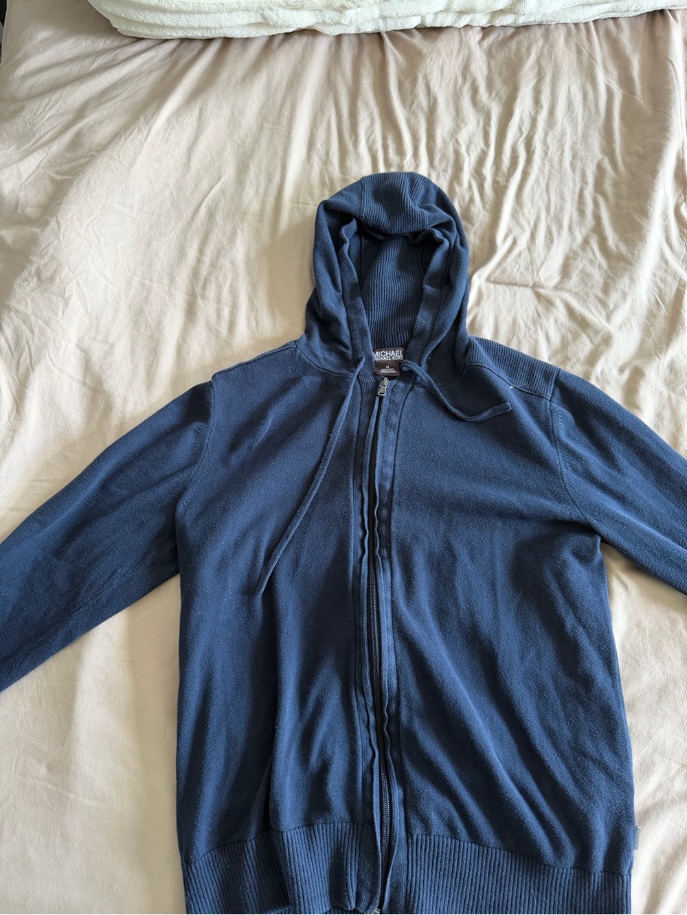 Michael Kors Women's Navy Zip-Up Hoodie Sweater